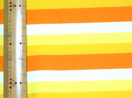 ツーウェイストレッチプリント　黄色オレンジボーダー1.5m/2mカット