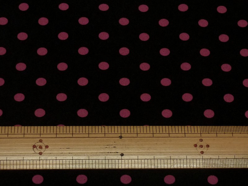 ドット柄　クロxピンク　ハイテンションニット　(1.5m・2m・3mカット)