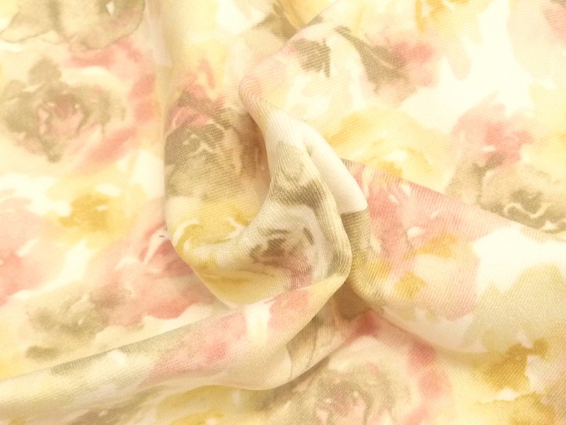 花柄　イエロー系　ハイテンションニット　(1.5m・2m・3mカット)