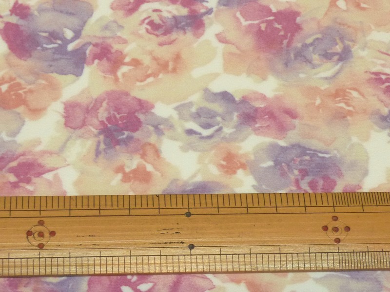 花柄　パープル系　ハイテンションニット　(1.5m・2m・3mカット)