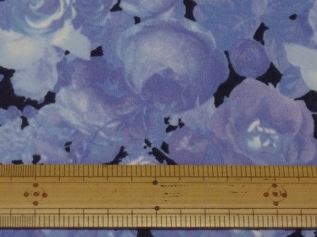 シングル幅 　ブルー系　バラ柄　ストレッチポンチ　(1.5m・2mカット)