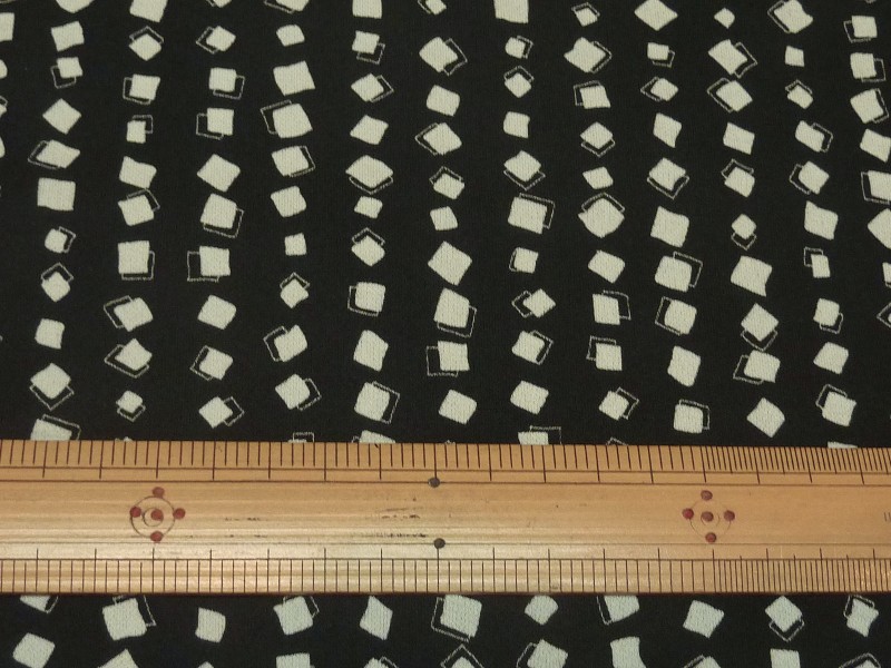 クロxシロ　強撚スム-ス　小さなスクエアっぽい柄　プリント【1.5m/2m/3mカット 】